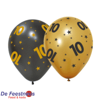 6 Ballonnen 12" 3 goud/wart 10