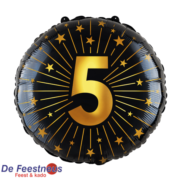 Folieballon 18″ - '5' Golden Celebrations