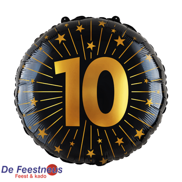 Folieballon 18″ - '10' Golden Celebrations