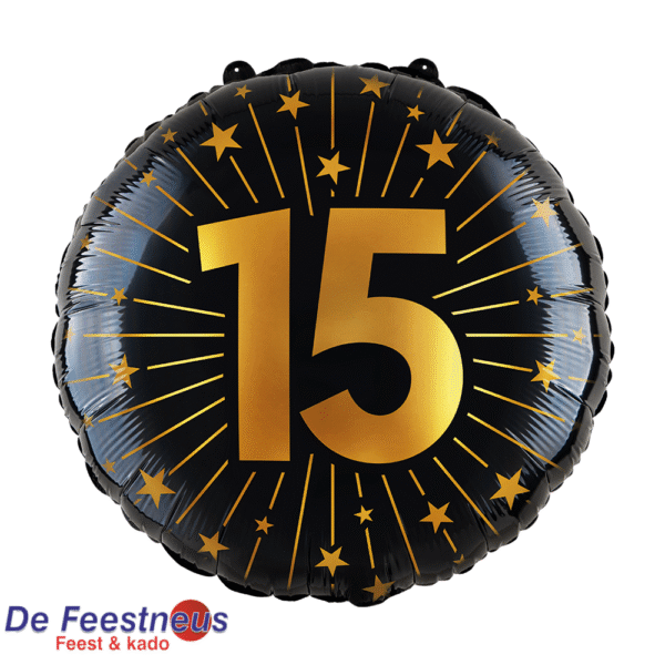 Folieballon 18″ - '15' Golden Celebrations