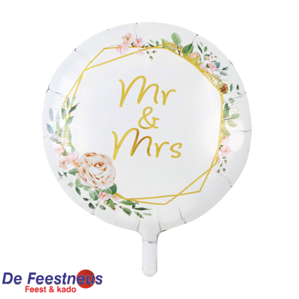 Folieballon 18″ rond - 'Mr & Ms' bloem