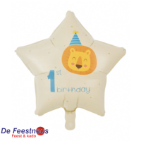 Folieballon 18″ stervorm- 'Eerste verjaardag' blauw