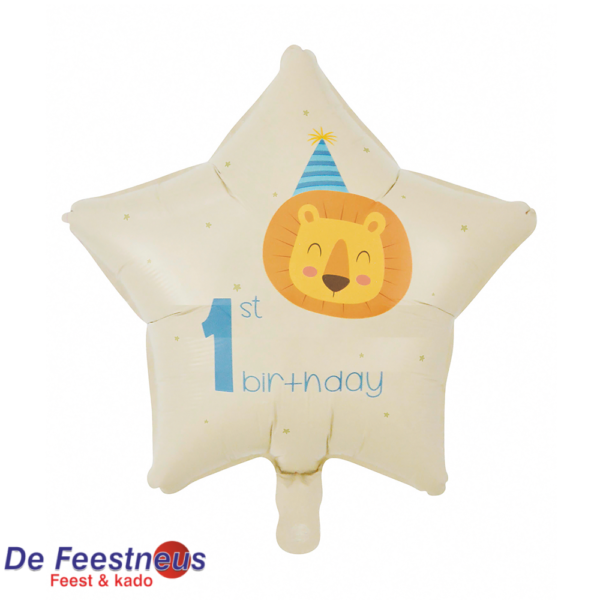 Folieballon 18″ stervorm- 'Eerste verjaardag' blauw