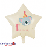 Folieballon 18″ stervorm - 'Eerste verjaardag' rood