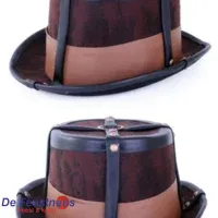 Steampunk hoed bruin decoratief met elastieke band