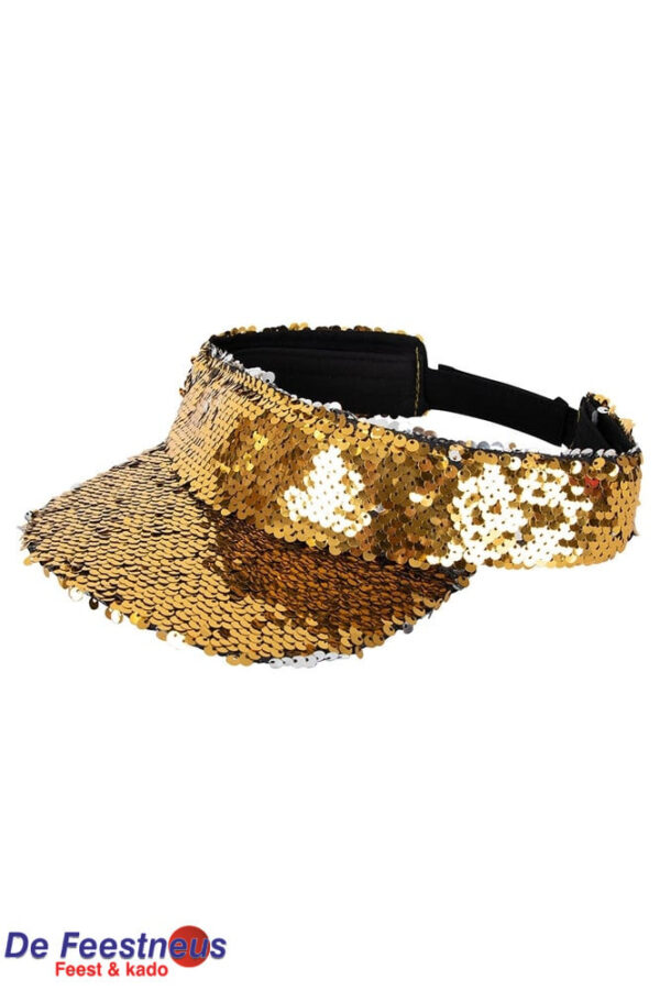 Zonneklep met pailletten goud