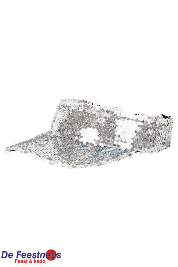 Zonneklep met pailletten zilver