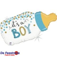 Folieballon ’It’s a boy’ holo glitter fles (74cm)