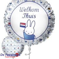 Folieballon ’Welkom Thuis’ Nijntje Delfts blauw (FSC, Ø45cm)