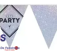 Vlaggenlijn "Let's Party" holographic silver 10m