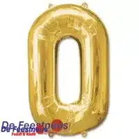Folieballon cijfer 0 - Goud - 86 cm