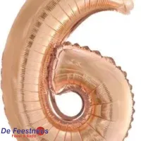 Folieballon cijfer 6 - Roze goud - 86cm