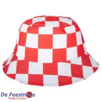 Vissershoedje rood /wit geblokt