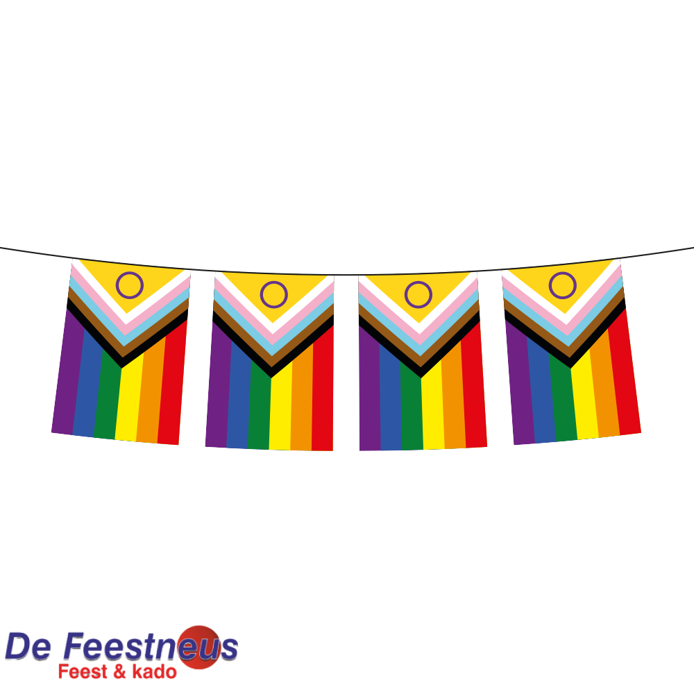 Vlaggenlijn PE 10m pride/Intersex vlaggen: 20x 30cm