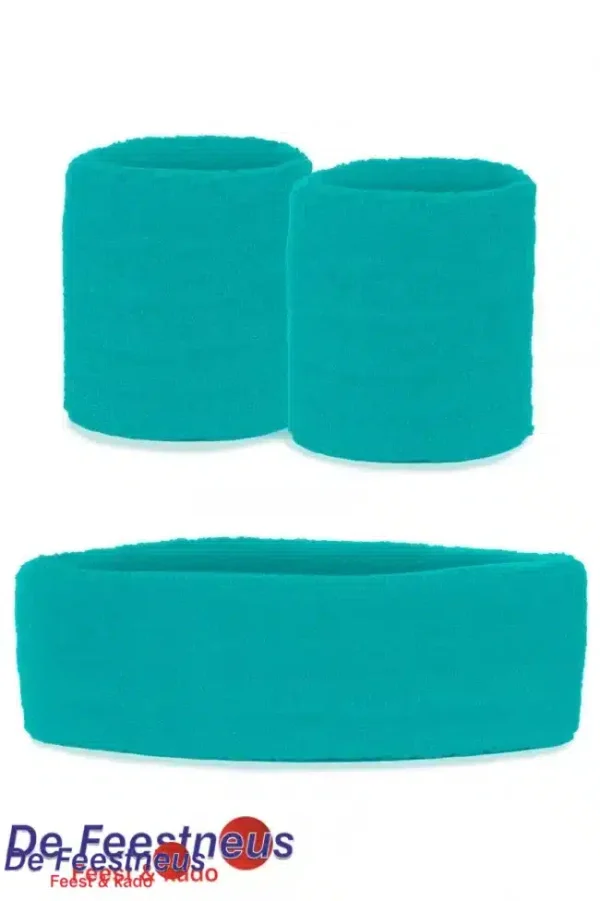 Zweetbandjes set blauw 3-dlg
