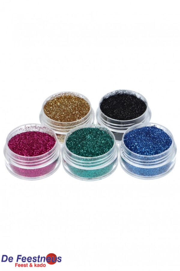 Festive glitterset for glitter tattoo 5 x 5 ml