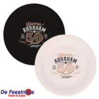 Bordjes papier Abraham 50 jaar groot zwart/wit 8 stuks