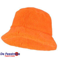 bucket hat, imitatiebont, fluorescerend oranje