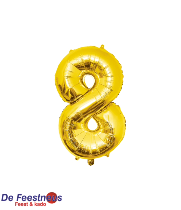 Folieballon cijfer 8 - Goud - 86cm