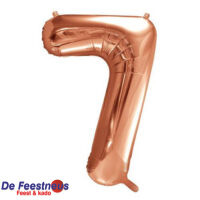 Folieballon cijfer 7 - Roze goud - 86cm