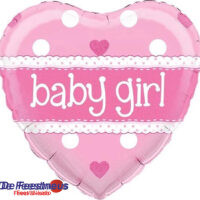 Folieballon geboorte - Hartvorm Baby Girl - Roze - 18 inch Ø 45cm