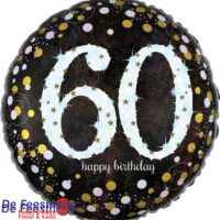 Folieballon ’60’ sparkling birthday (Ø45cm)