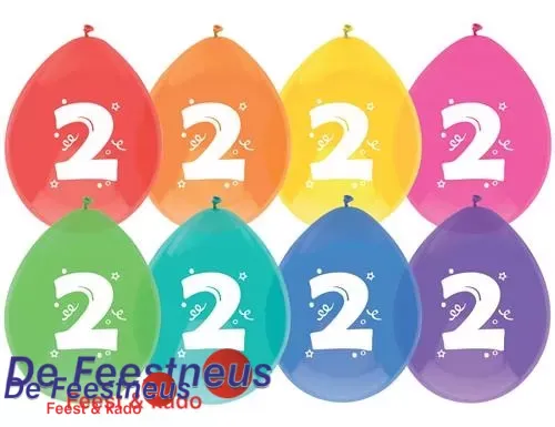 Ballonnen "2" 8 st. 30 cm