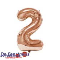 Folieballon cijfer 2 – Rose Goud – 86cm