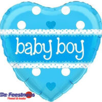 Folieballon geboorte - Baby Boy - hartvorm blauw - 18 inch Ø 45 cm
