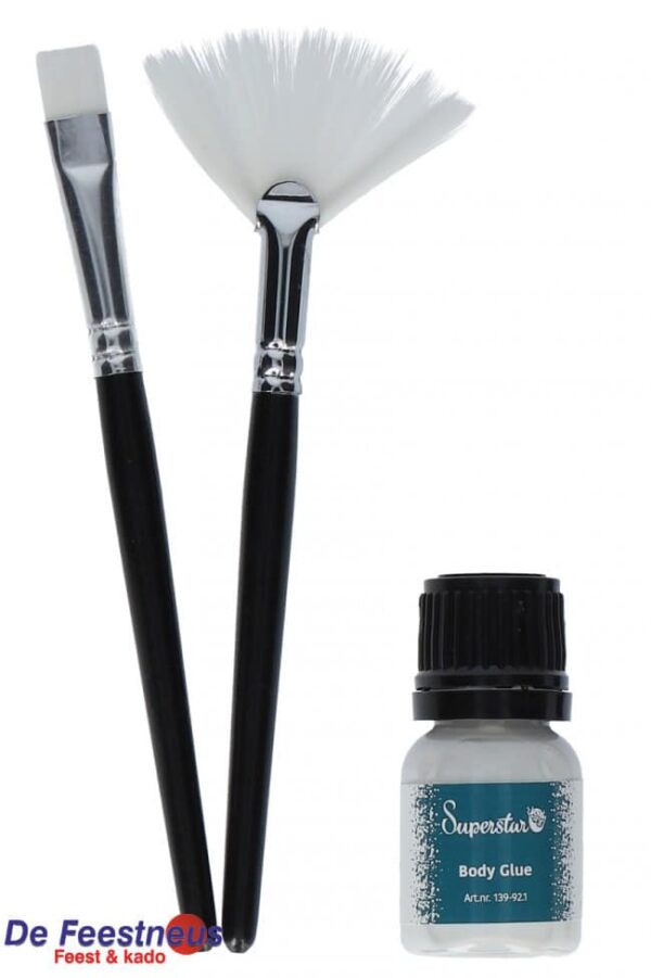 Penseel & lijm set voor glitter tattoo