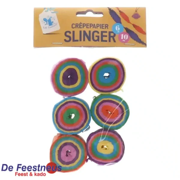 Slinger crepepapier 6 stuks 10 m rainbowkleuren