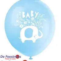 Ballonnen Floral Elephant Blauw 30cm 8st