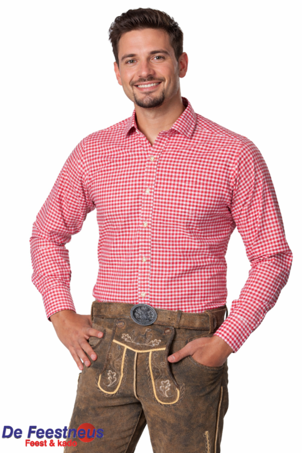 Tirolerblouse Leopold Rood Geblokt