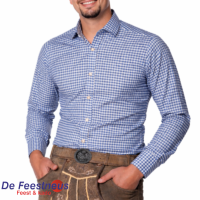 Tirolerblouse Leopold Blauw Geblokt