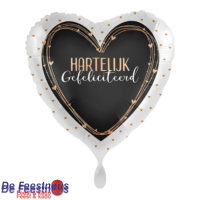 Folieballon –Hartelijk Gefeliciteerd – Hart Zwart
