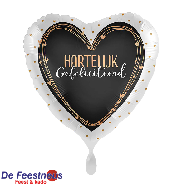 Folieballon –Hartelijk Gefeliciteerd – Hart Zwart