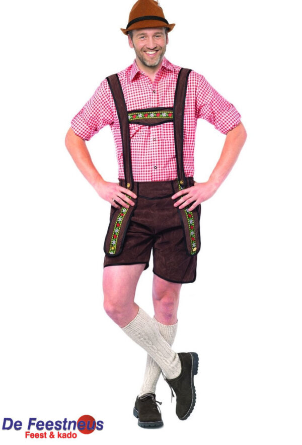 Lederhose Johan Donkerbruin Kort