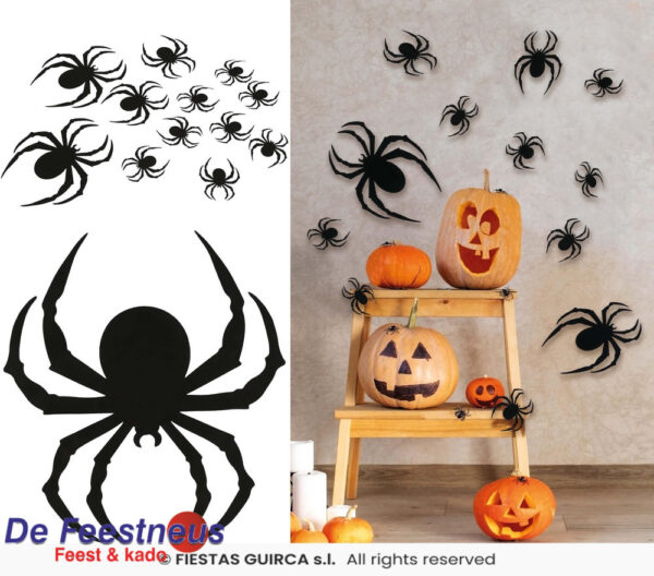 12 zwarte spin silhouettes, pvc