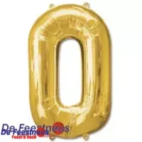 Folieballon cijfer 0 - Goud - 86 cm