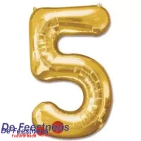 Folieballon cijfer 5 - Goud - 86cm
