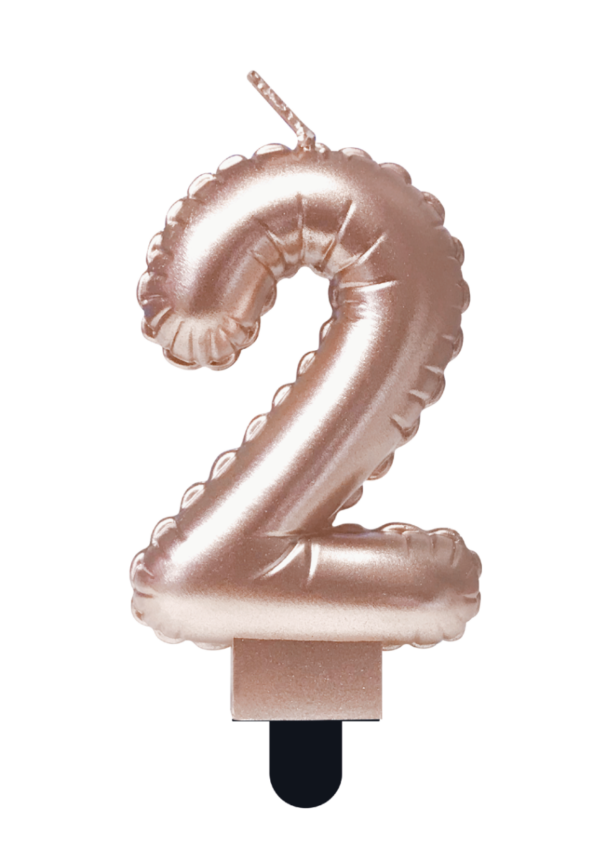 Cijfer kaars rose goud – Nummer: 2