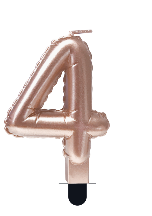 Cijfer kaars rose goud – Nummer: 4