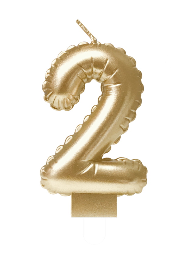 Cijfer kaars goud – Nummer: 2