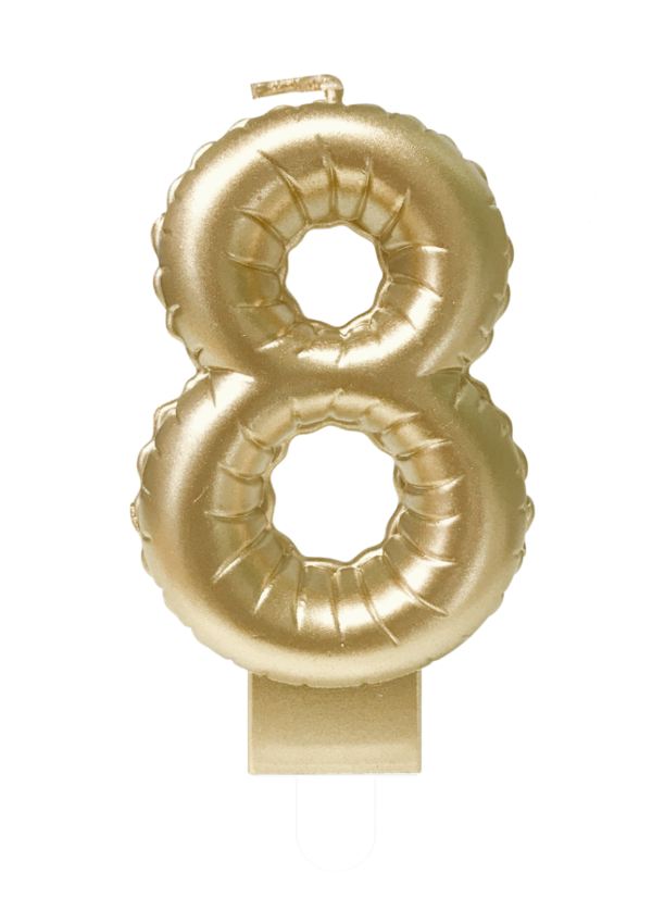 Cijfer kaars goud – Nummer: 8