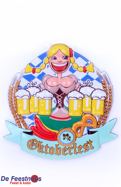 Wanddeco vrouw met bier
