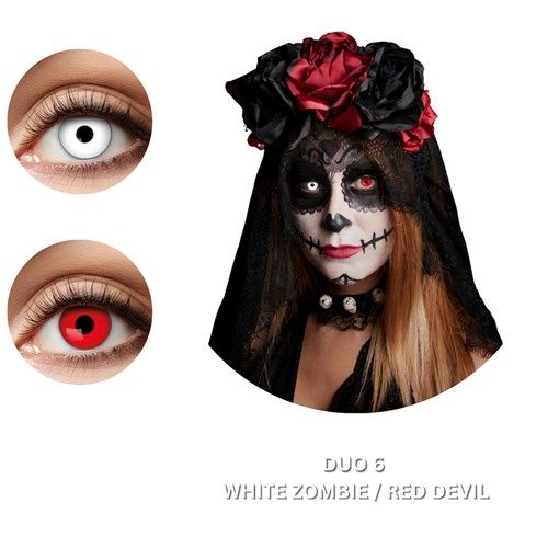Duo white zombie/red devil maandlenzen