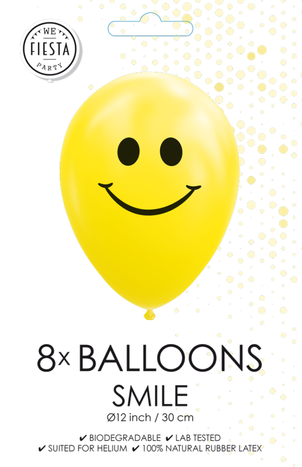 8 Ballonnen 12″ 'smile' geel