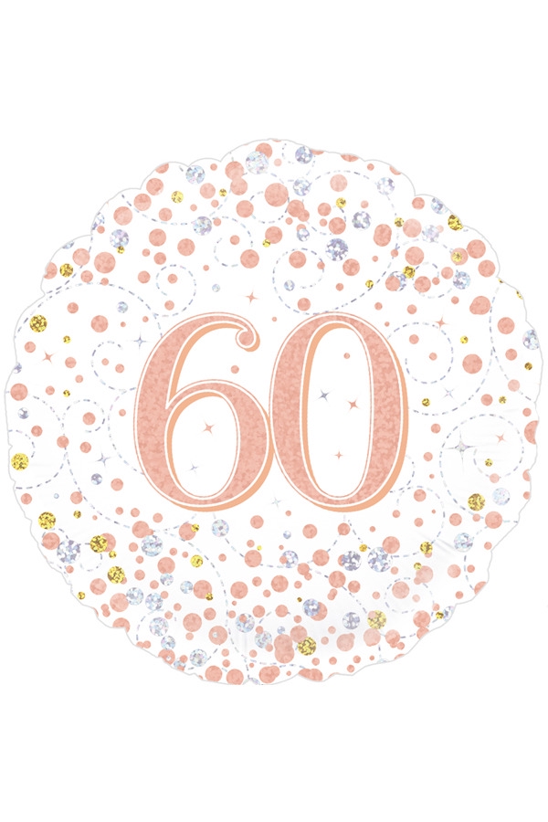 Folie ballon 60 jaar wit rose goud