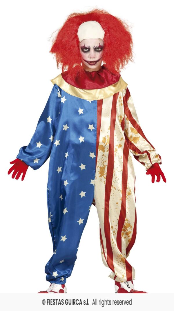 Amerikaanse Killer Clown / Patriot Clown Kinderkostuum
