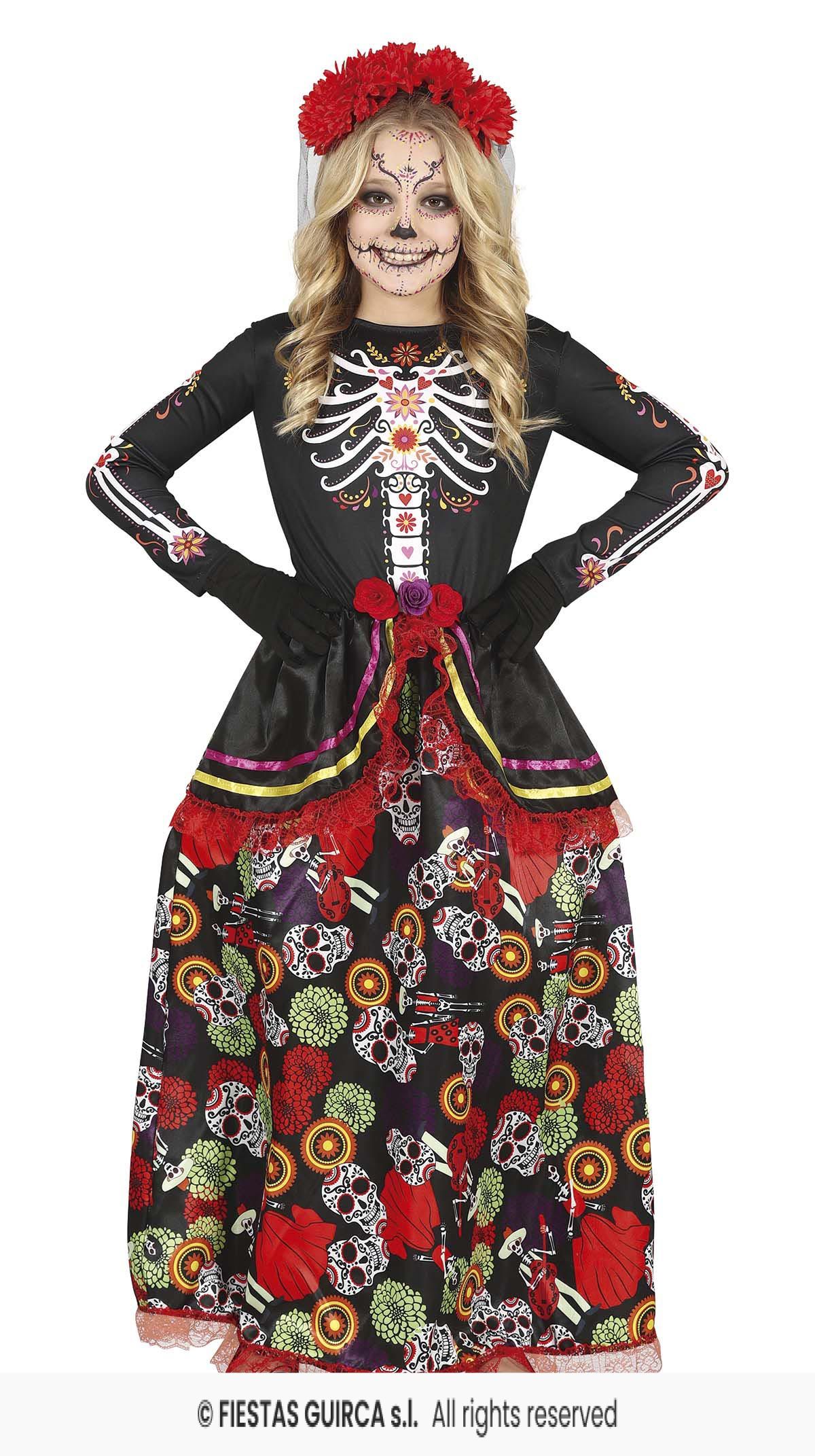 Day of the Dead / Mexican Catrina Meisjeskostuum maat 10-12 jaar / 140-152 cm